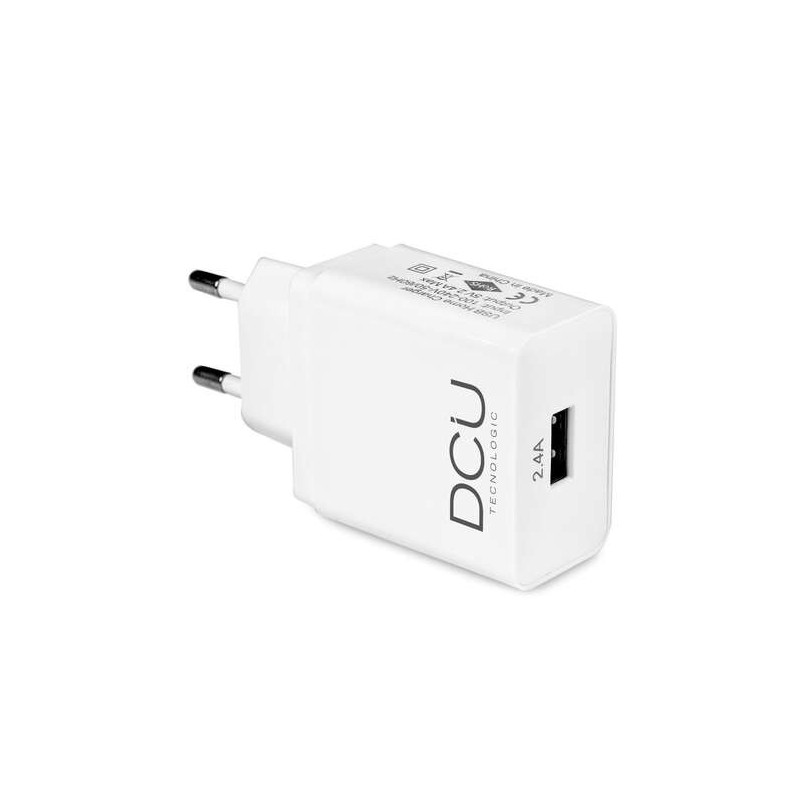 Caricatore USB DCU Tecnologic 5V 2.4A - Ricarica Veloce e Sicura - Compatto ed Efficiente - Ingresso Universale - Colore Bianco Caricatore USB DCU Tecnologic 5V 2.4A - Ricarica Veloce e Sicura - Compatto ed Efficiente - Ingresso Universale - Colore Bianco