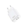 Caricabatterie doppio USB tipo C PD DCU Tecnologic 20W + 20W - Bianco