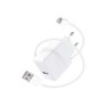 Caricatore USB DCU Tecnologic 5V 2.4A + Cavo Lightning MFI - 1m - Ricarica Veloce e Sicura - Connettore C89 - Colore Bianco