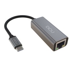 Adattatore USB C DCU Tecnologic - RJ45 Gigabit Ethernet 1000Mbps - Colore metallo