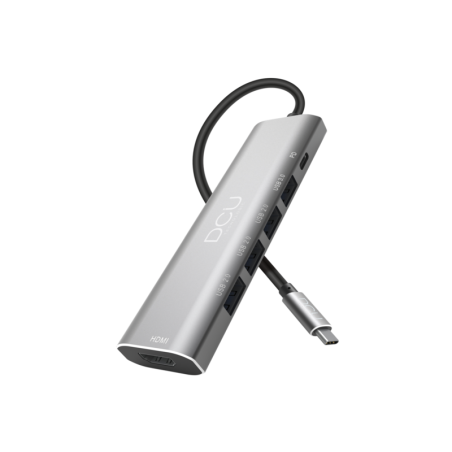 DCU Tecnologic Hub USB Tipo C - HDMI 4K - 4 Puertos USB - Color Metal