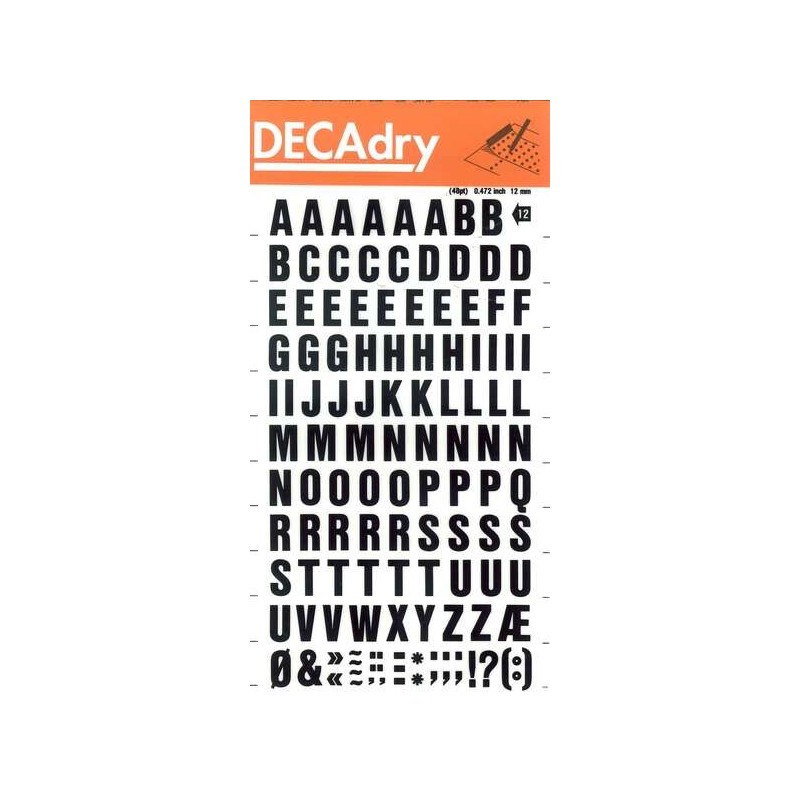 Lettere trasferibili Apli Lettere maiuscole nere 12 mm - Applicazione semplice - 117 caratteri - Resistente all'acqua - Nero Lettere trasferibili Apli Lettere maiuscole nere 12 mm - Applicazione semplice - 117 caratteri - Resistente all'acqua - Nero
