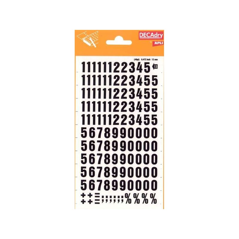 Apli Numeros Transferibles - 12mm - Facil Aplicacion - Negros Intensos - 133 Caracteres - Negro Apli Numeros Transferibles - 12mm - Facil Aplicacion - Negros Intensos - 133 Caracteres - Negro