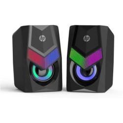 HP Altavoces Multimedia USB 6W - Retroiluminacion Led - Conector Jack 3.5mm - Controles en Cable - Cable de 1.10m