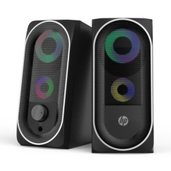 HP Altavoces Multimedia USB 6W - Retroiluminacion Led - Conector Jack 3.5mm - Control de Volumen - Cable de 1.20m