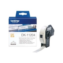 Brother DK11204 - Etiquetas Originales Precortadas Multiproposito - 17x54 mm - 400 Unidades - Texto negro sobre fondo blanco