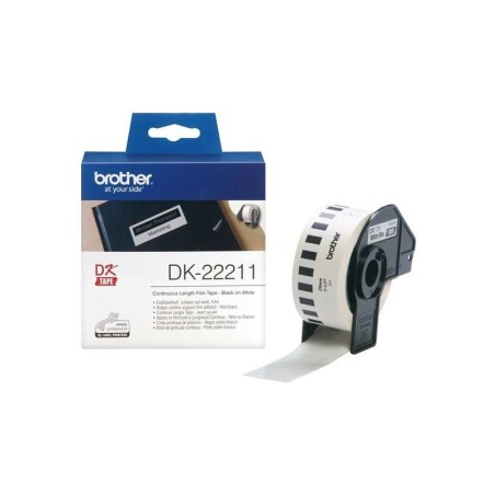 Brother DK22211 - Etichette in formato personalizzato originale - Larghezza 29 mm x 15,24 metri - Testo nero su sfondo bianco