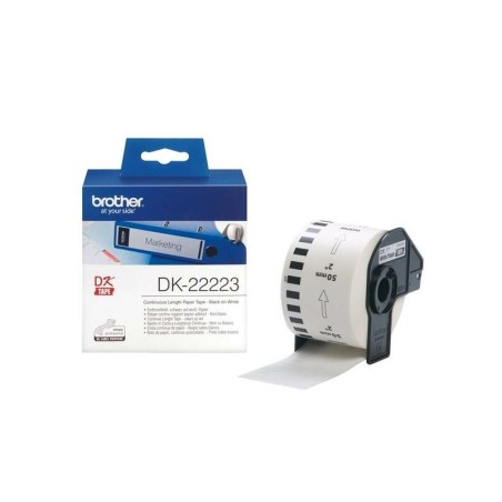 Brother DK22223 - Etichette in formato personalizzato originale - Larghezza 50 mm x 30,48 metri - Testo nero su sfondo bianco