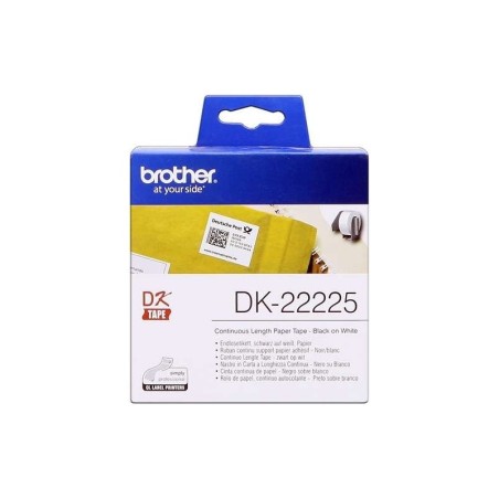 Brother DK22225 - Etichette in formato personalizzato originale - Larghezza 38 mm x 30,48 metri - Testo nero su sfondo bianco