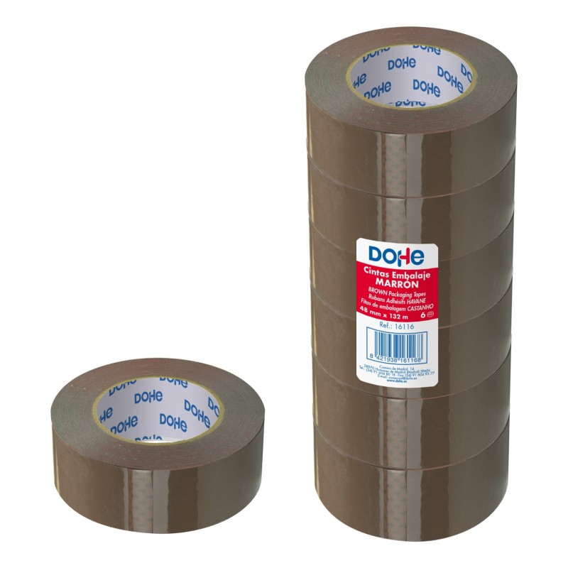 Dohe Cintas de Sellado de Embalajes - 6uds - Polipropileno Resistente - Adhesivo Potente - Color Marron Dohe Cintas de Sellado de Embalajes - 6uds - Polipropileno Resistente - Adhesivo Potente - Color Marron