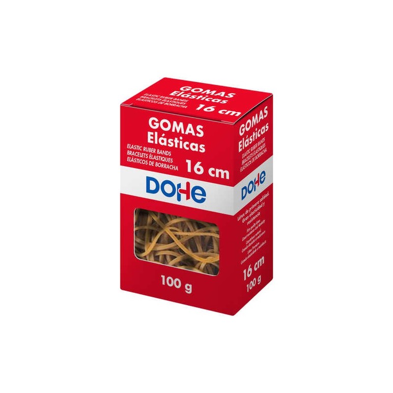 Gomma resistente Dohe - Lunghezza 16 mm - Realizzata in lattice altamente elastico - Scatola da 100 gr Gomma resistente Dohe - Lunghezza 16 mm - Realizzata in lattice altamente elastico - Scatola da 100 gr