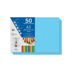 Dohe Cartulinas A3 - 50 Hojas - Gramaje de 180g - Color Azul