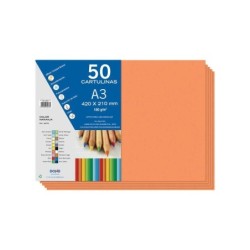 Dohe Cartulinas A3 - 50 Hojas - Gramaje de 180g - Color Naranja