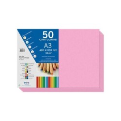 Dohe Cartulinas A3 - 50 Hojas - Gramaje de 180g - Ideal para Manualidades - Color Rosa