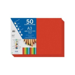 Dohe Cartulinas A3 - 50 Hojas - Gramaje de 180g - Color Rojo
