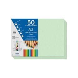Dohe Cartulinas A3 - 50 Hojas - Gramaje de 180g - Ideal para Manualidades y Proyectos Escolares - Color Verde