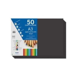 Dohe Cartulinas A3 - 50 Hojas - Gramaje de 180g - Ideal para Manualidades y Proyectos Escolares - Color Negro
