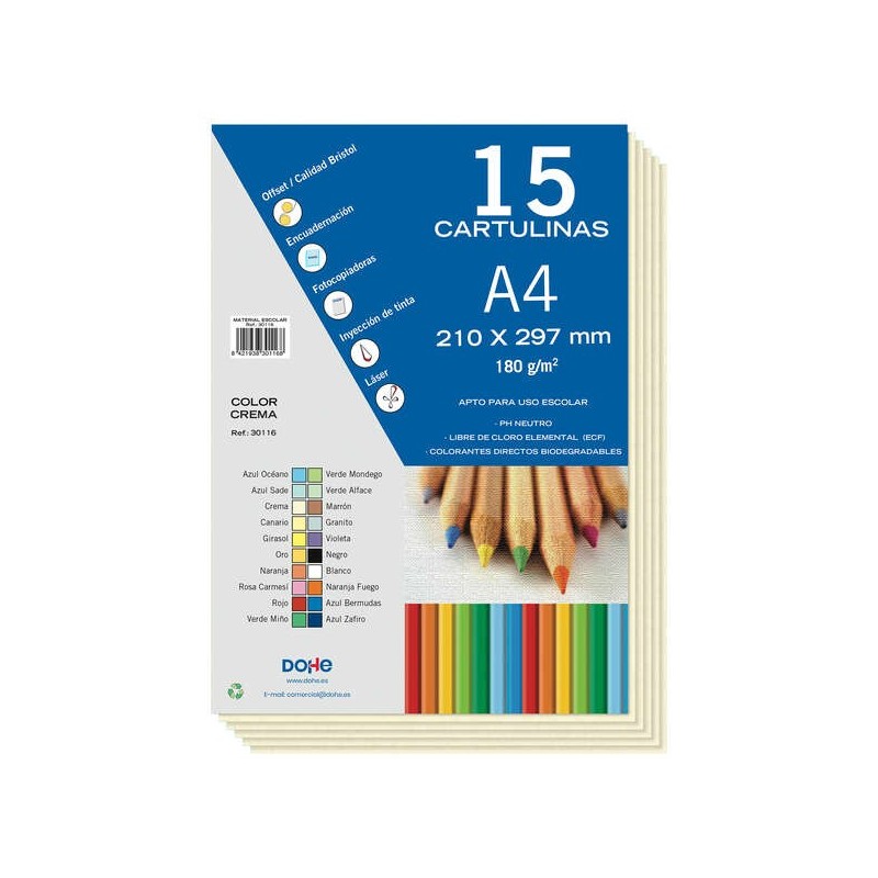 Dohe Cartulinas A4 - 15 Hojas - Ideal para Manualidades y Proyectos Escolares Dohe Cartulinas A4 - 15 Hojas - Ideal para Manualidades y Proyectos Escolares