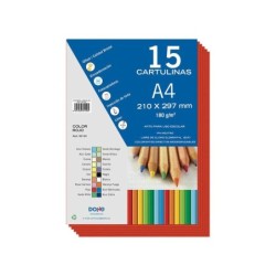 Dohe Cartulinas A4 - 15 Hojas - Gramaje de 180g - Colores Surtidos