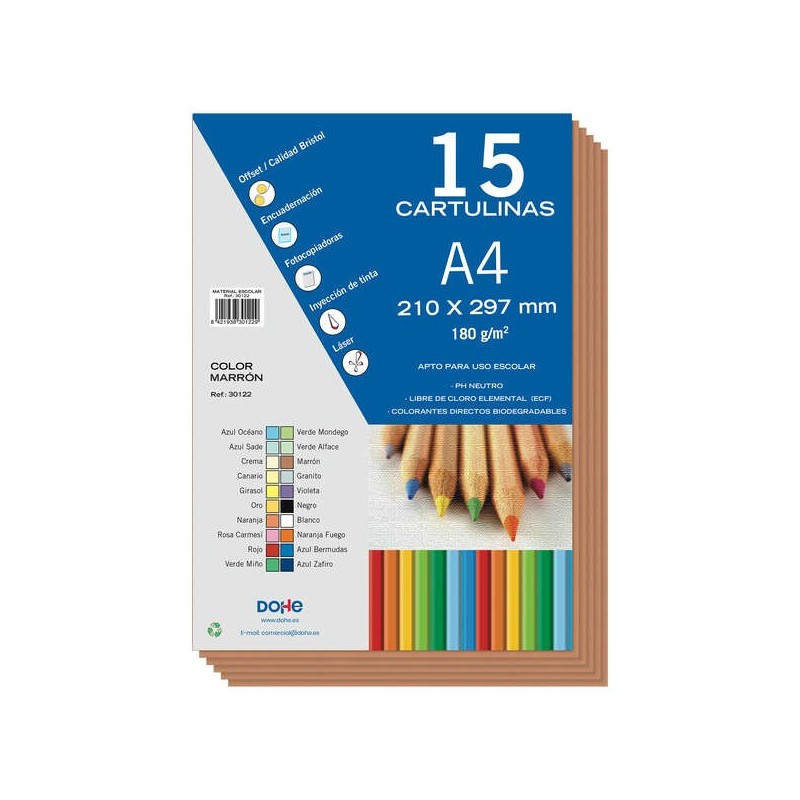 Dohe Paquete de 15 Hojas de Cartulinas A4 - Gramaje de 180g - Colores Variados - Ideal para Manualidades y Proyectos Escolares Dohe Paquete de 15 Hojas de Cartulinas A4 - Gramaje de 180g - Colores Variados - Ideal para Manualidades y Proyectos Escolares