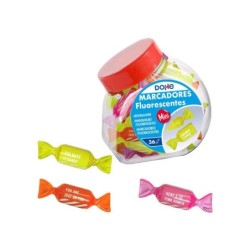 Dohe Candy Bote de 36 Marcadores Fluorescentes - Punta Biselada de 1-4mm - Tinta Extrafluorescente Base Agua - Colores Surtidos