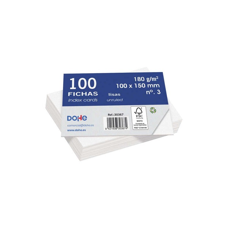Dohe Fichas de Cartulina Offset Blanca - 180g - Paquete de 100 Unidades Dohe Fichas de Cartulina Offset Blanca - 180g - Paquete de 100 Unidades