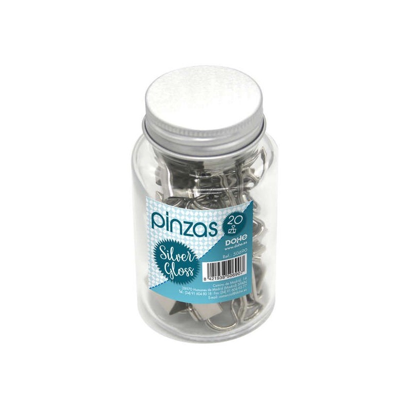 Dohe Pack de 20 Pinzas Metalicas de 19mm - Resistente y Duradero - Ideal para Organizar Documentos Dohe Pack de 20 Pinzas Metalicas de 19mm - Resistente y Duradero - Ideal para Organizar Documentos