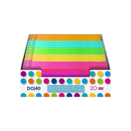 Dohe Espositore da 20 Portapenne Piatti in PVC Trasparente - Colori Assortiti 20pz 20pz