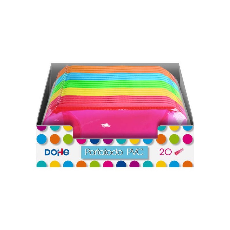 Dohe Espositore da 20 Portapenne Rotondi in PVC Trasparente - Colori Assortiti 20pz 20pz Dohe Espositore da 20 Portapenne Rotondi in PVC Trasparente - Colori Assortiti 20pz 20pz