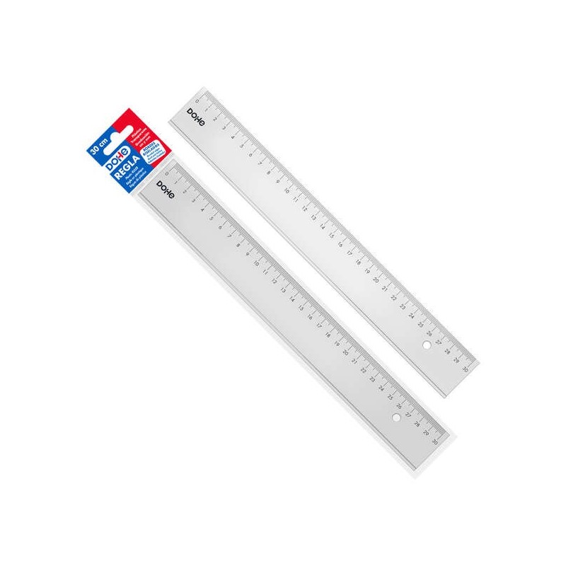 Righello Dohe da 30 cm - Plastica iniettata trasparente come cristallo - Bordi smussati e bordati - in borsa singola Righello Dohe da 30 cm - Plastica iniettata trasparente come cristallo - Bordi smussati e bordati - in borsa singola