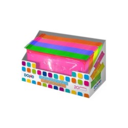 Dohe Espositore da 20 Porta Matite Piatte in PVC Trasparente Fluorescente - Colori Assortiti 20pz 20pz
