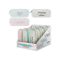 Astuccio Dohe in silicone semitraslucido - con chiusura a cerniera - Decorazioni colorate - Stampa colorata 12pz 12pz
