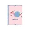 Dohe Carpeta de Carton Forrado con Papel Impreso - con 3 Solapas y Guardas Impresas - Cierre de Goma Elastica Azul