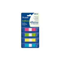 Dohe Mini-Indices Reposicionables - 12x45mm - Dispensador con 4 Colores - Ideal para Oficina y Escuela