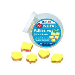 Dohe Expositor de 30 Mini Notas Adhesivas Neon - 4.5x4.5cm - Formas Surtidas - 125 Hojas Cada una