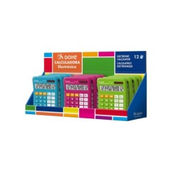 Dohe Display da 12 calcolatrici - Alimentazione solare e a batteria - 12 cifre - Chiavi di memoria - Colori assortiti 12pz 12pz