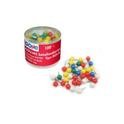 Scatola Dohe da 100 aghi per segnalazione - Testa in plastica e punta in metallo di qualità premium - Colori assortiti