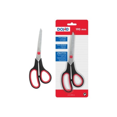 Dohe Tijeras de Acero Inoxidable - Puntas Redondeadas - Mango Ergonomico de Plastico y Caucho - Blister Individual