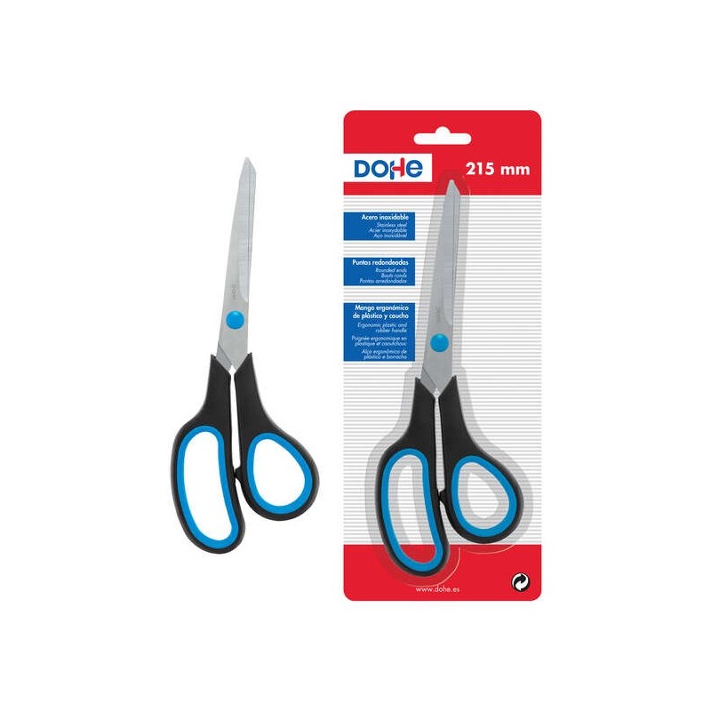 Dohe Tijeras de Acero Inoxidable - Puntas Redondeadas - Mango Ergonomico de Plastico y Caucho - Blister Individual Dohe Tijeras de Acero Inoxidable - Puntas Redondeadas - Mango Ergonomico de Plastico y Caucho - Blister Individual