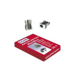 Dohe Caja de 24 Afilalapices de Metal Ligero - Forma de Cuña - Cuchilla de Acero Resistente