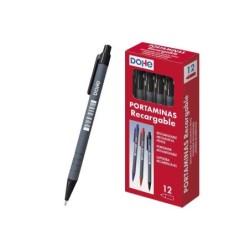 Dohe Portaminas Recargable - 0.5mm - Cuerpo de Plastico - Punta Acolchada Metalica - Clip - Goma de Borrar en Pulsador - Grip