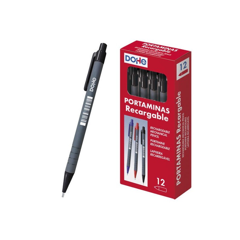 Dohe Portaminas Recargable - 0.5mm - Cuerpo de Plastico - Punta Acolchada Metalica - Clip - Goma de Borrar en Pulsador - Grip Dohe Portaminas Recargable - 0.5mm - Cuerpo de Plastico - Punta Acolchada Metalica - Clip - Goma de Borrar en Pulsador - Grip