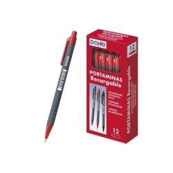 Portamine ricaricabile Dohe - 0,5 mm - Corpo in plastica - Punta imbottita in metallo - Clip - Gomma a pulsante - Impugnatura
