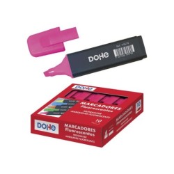 Dohe Marcadores Fluorescentes - Punta Biselada de 1-5mm - Clip en la Capucha - Apto para Todo Tipo de Papel - Color Rosa