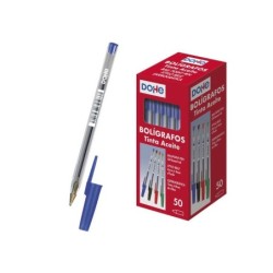 Dohe Boligrafos de Tinta a Base de Aceite - Punta de Bola de 1mm - Trazo de 0.4mm - Cuerpo Transparente y Capucha Ventilada