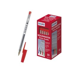 Dohe Boligrafos de Tinta a Base de Aceite - Punta de Bola de 1mm - Trazo de 0.4mm - Cuerpo Transparente y Capucha Ventilada