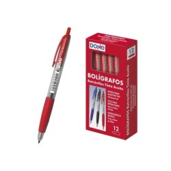 Penne a inchiostro a base di olio retrattili Dohe - Punta a sfera metallica da 1 mm - Corsa 0,4 mm - Corpo trasparente