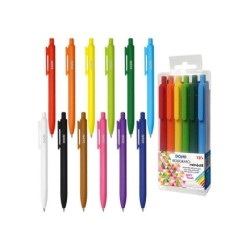 Dohe Pack de 12 Boligrafos Retractiles - Tinta a Juego con el Cuerpo - Blister Incluido