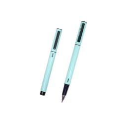 Dohe Boligrafos Elegantes de Aluminio - Cuerpo Ovalado en Verde - Ligeros y Ergonomicos - Capucha con Clip - Tinta Azul