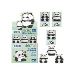 Dohe Expositor de 24 Gomas de Borrar Diseño Panda - Fabricada en PVC - Suave y Agradable Tacto - Envasadas Individualmente
